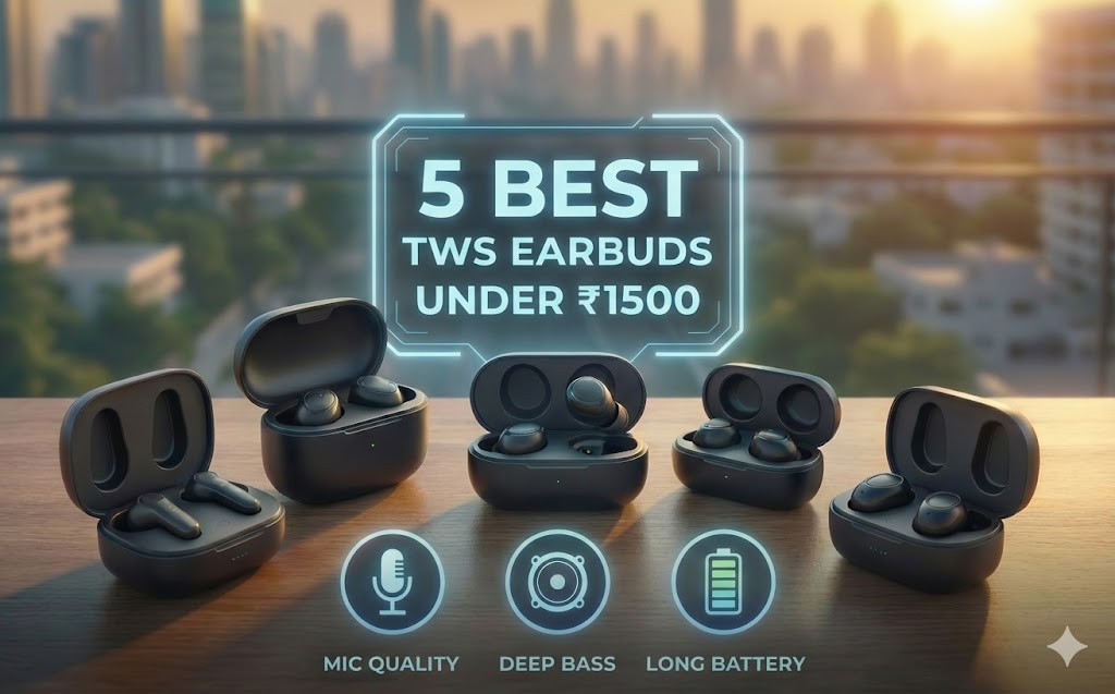 5 Best TWS Earbuds Under ₹1500 in India (2025) – Mic, Bass, Battery Comparison